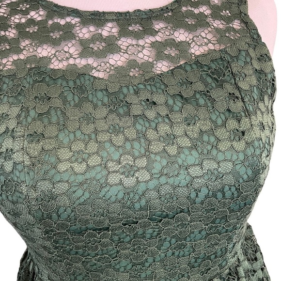 ALTAR’D State Dark Hunter Green Lace Overlay Dress St Patrick’s Day Fit Flare S - Picture 5 of 7